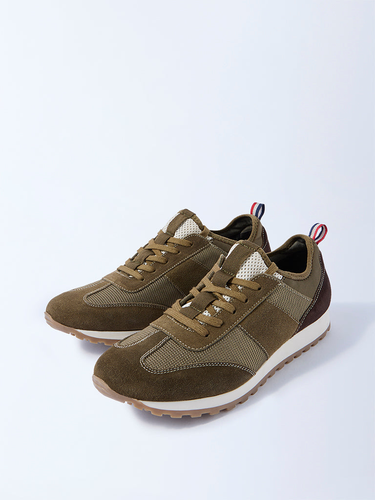 SOLEPLAY Olive Knit-Textured Sneakers