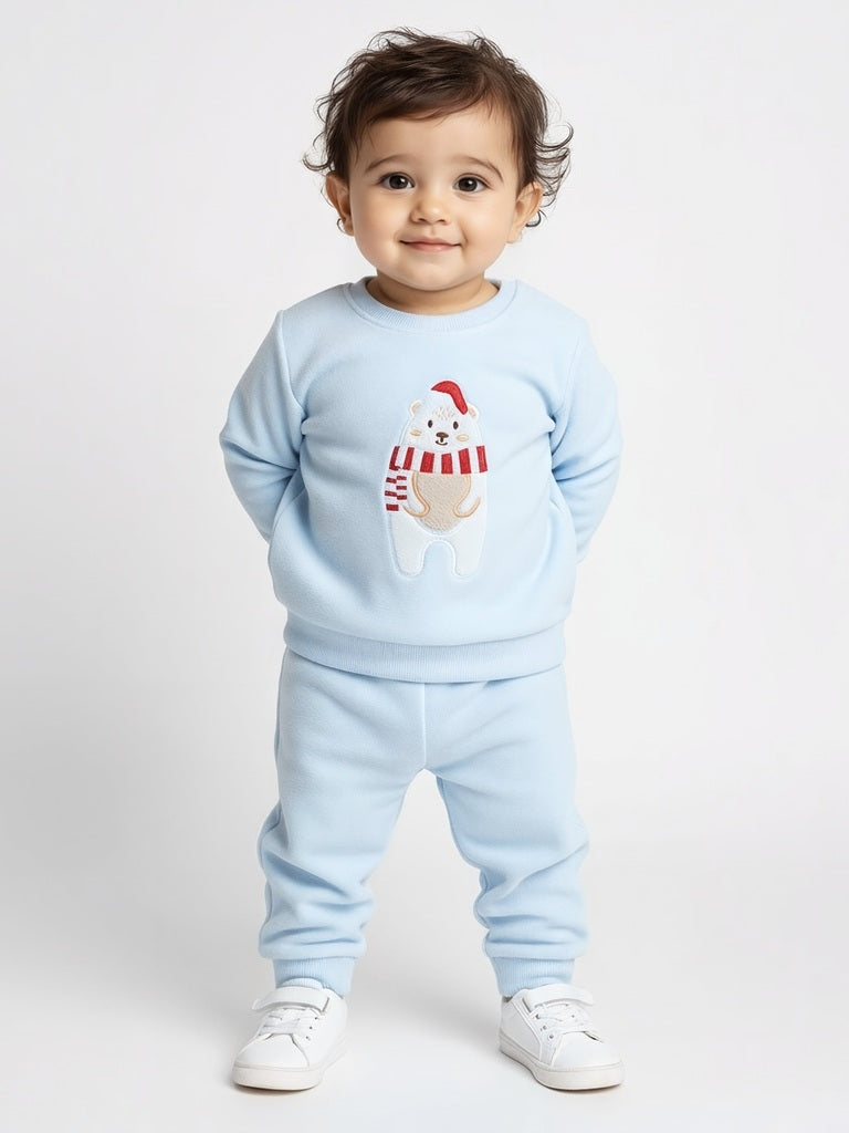 HOP Baby Blue Christmas-Themed Sweatshirt and Pants Set
