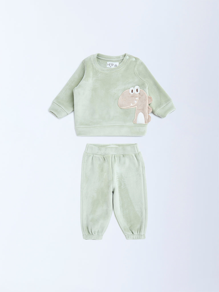 HOP Baby Boys Sage Animal Design Sweatshirt and Joggers Set
