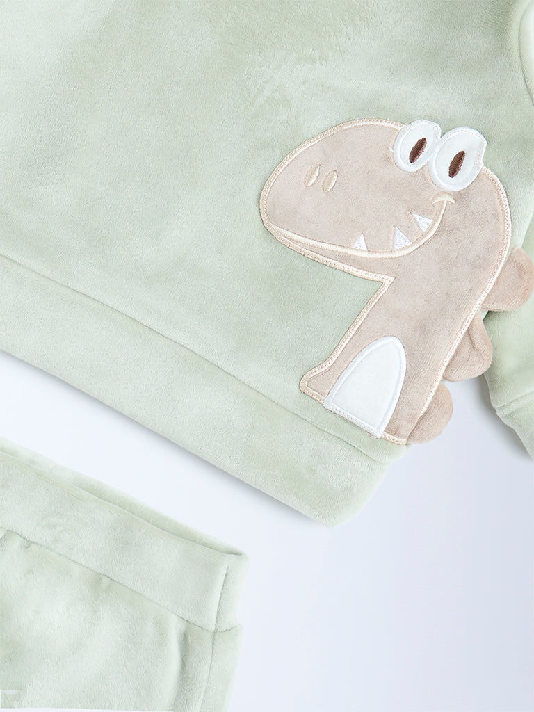 HOP Baby Boys Sage Animal Design Sweatshirt and Joggers Set