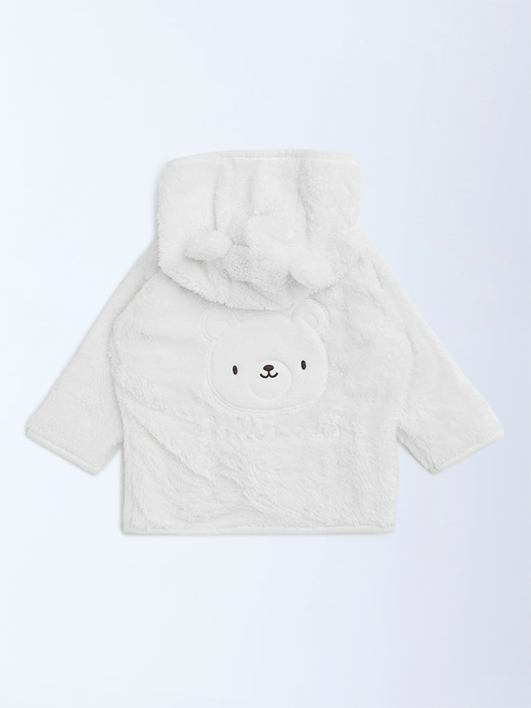 HOP Baby White Teddy Design Faux-Fur Jacket