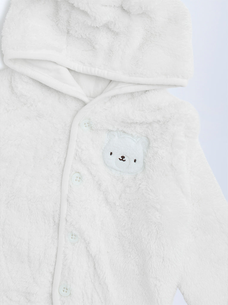 HOP Baby White Teddy Design Faux-Fur Jacket