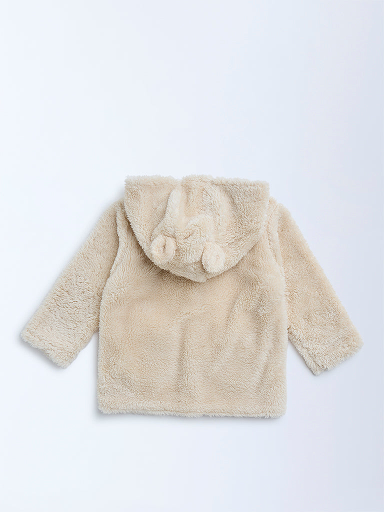 HOP Baby Beige Fleece Detailed Sweater