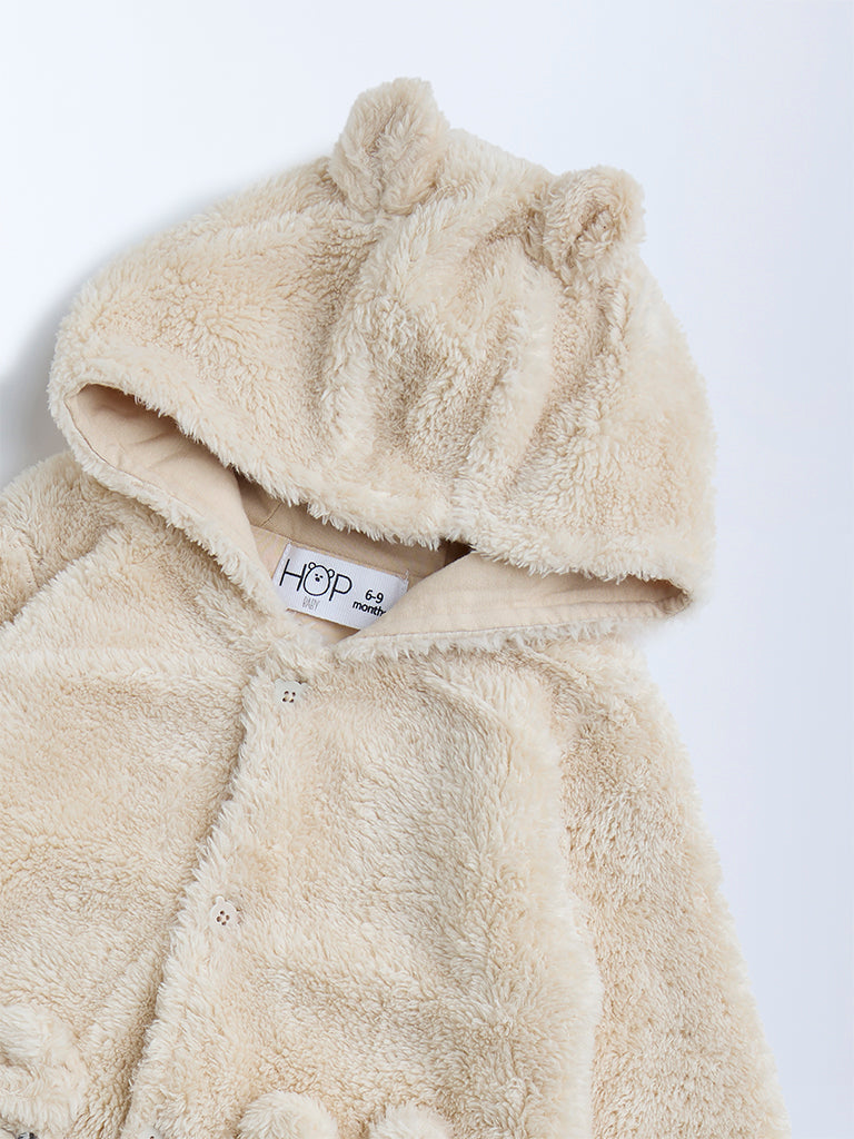 HOP Baby Beige Fleece Detailed Sweater