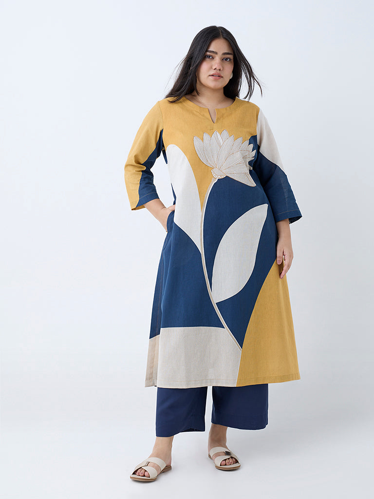 Buy Diza Multicolour Floral Cotton-Blend A-Line Kurta from Westside