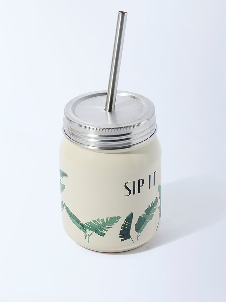 Westside Home Ivory Leaf Pattern Sipper
