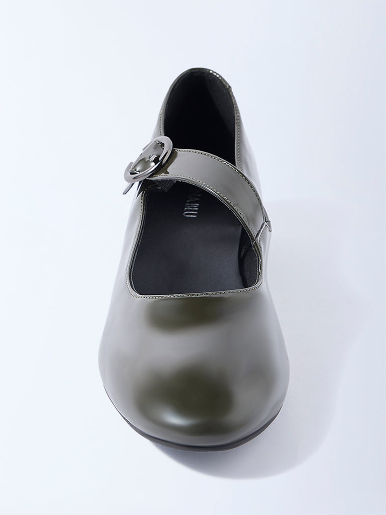 LUNA BLU Olive Block-Heel Mary Jane Shoes