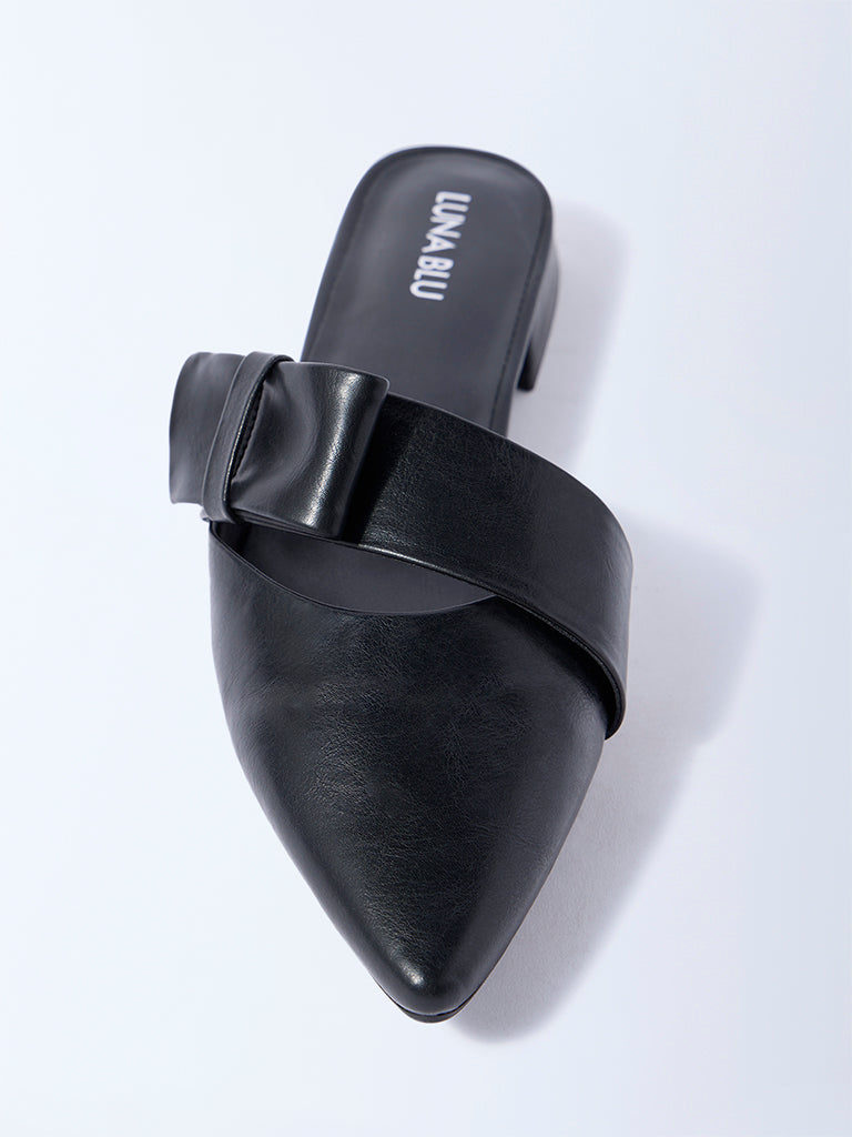 Buy LUNA BLU Black Pointed-Toe Mules from Westside