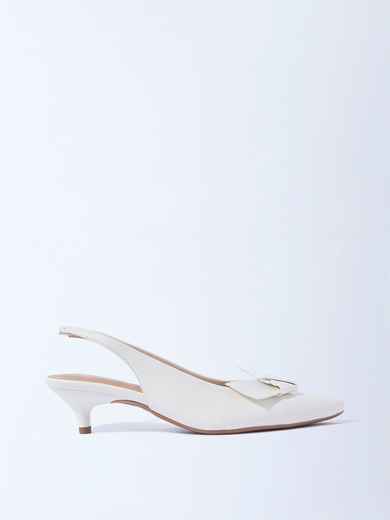 LUNA BLU White Bow Detailed Slingback Mules