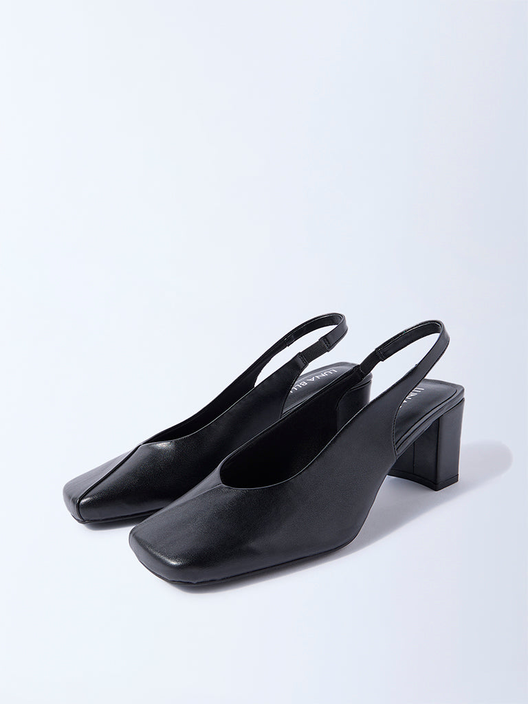 Buy LUNA BLU Black Block-Heel Slingback Mules from Westside