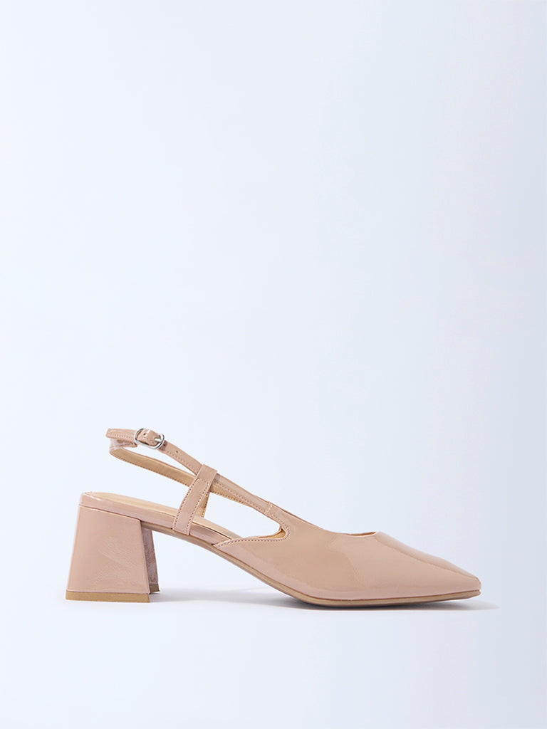 LUNA BLU Blush Pink Slingback Block-Heel Mules
