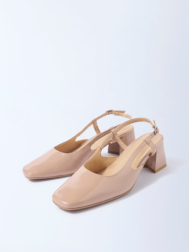 LUNA BLU Blush Pink Slingback Block-Heel Mules