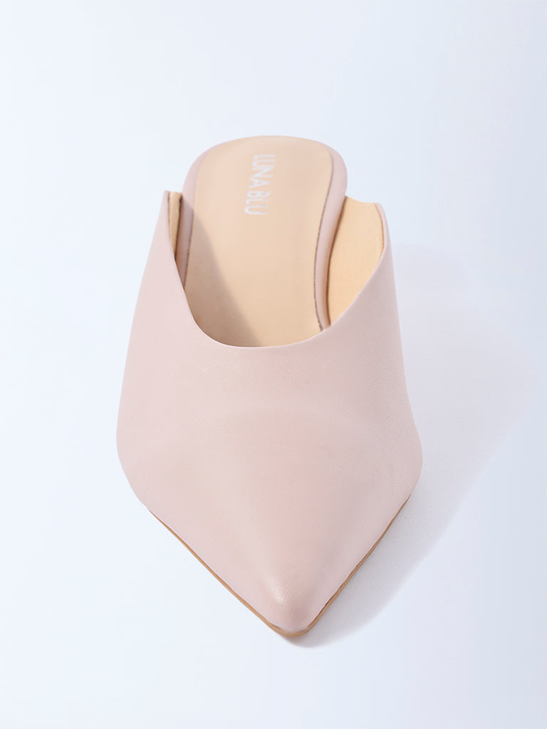 LUNA BLU Blush Pink Wedge-Heel Mules