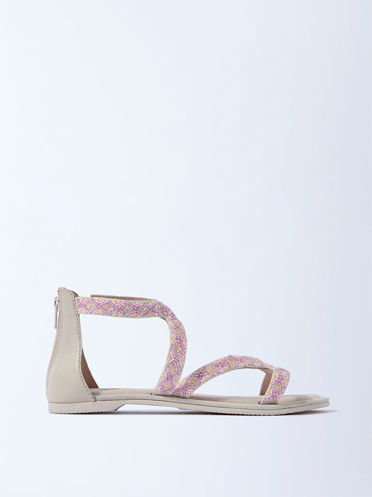 LUNA BLU Pink Embellished Gladiator Sandals