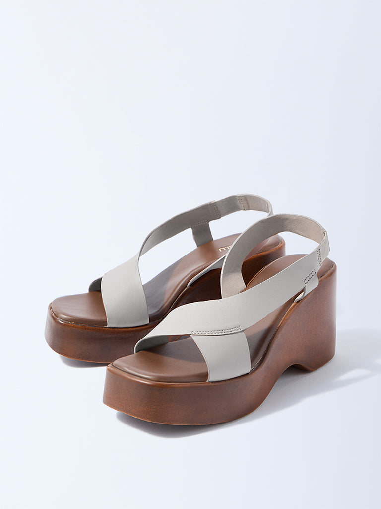 LUNA BLU Ivory Wedge Heel Sandals