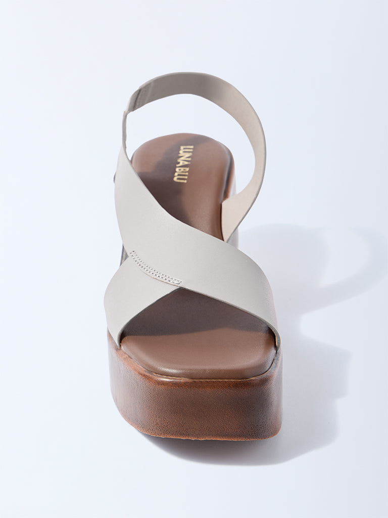 LUNA BLU Ivory Wedge Heel Sandals