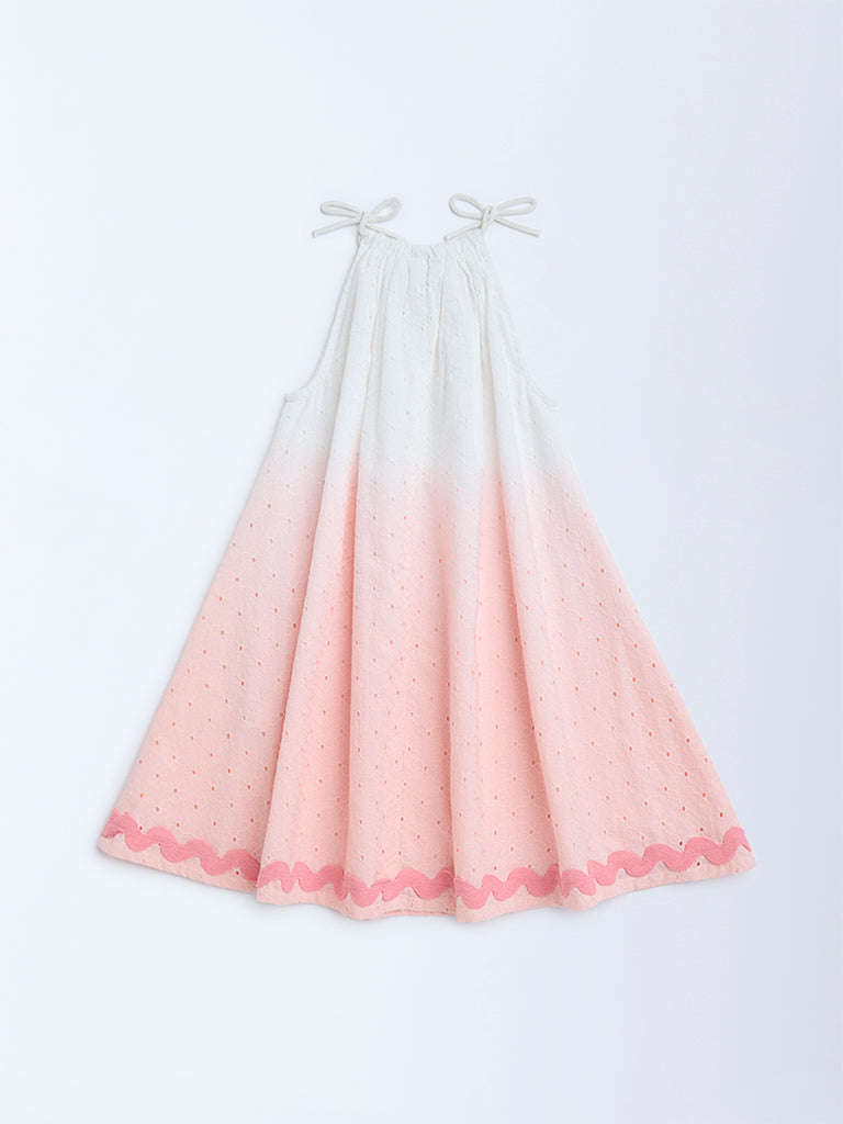 HOP Kids Pink Ombre-Finish Cotton A-Line Dress