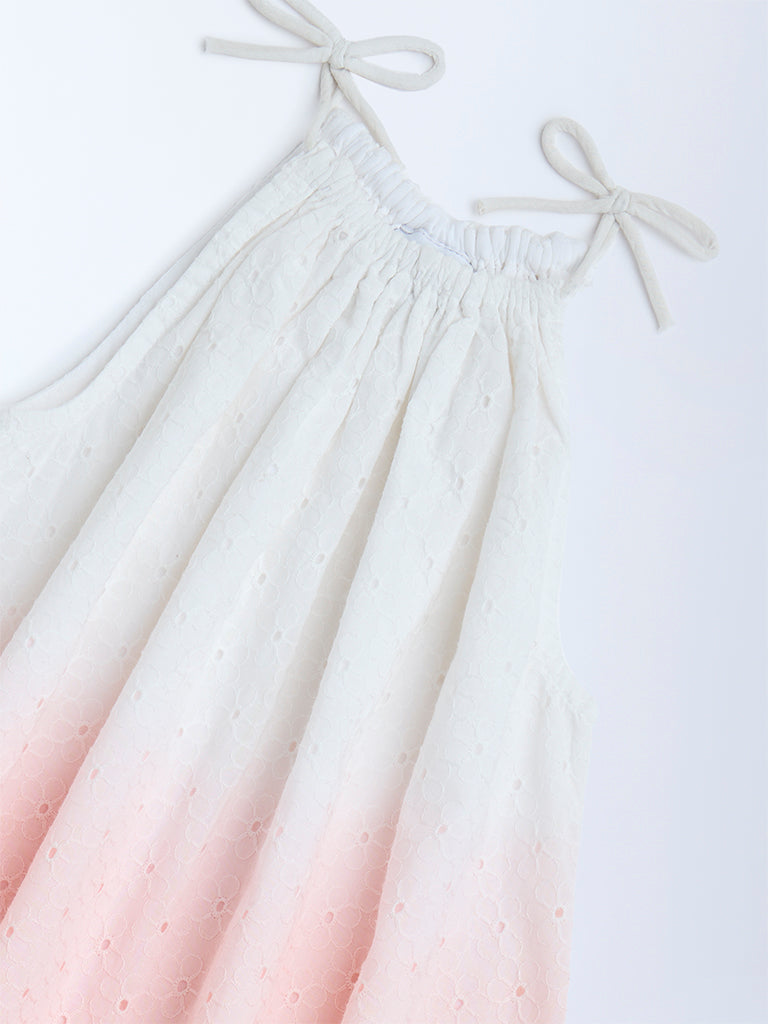 HOP Kids Pink Ombre-Finish Cotton A-Line Dress