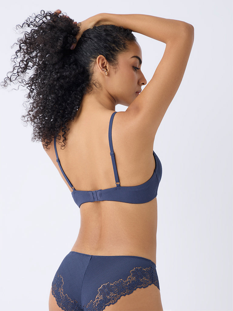 Wunderlove Indigo Floral Lace Detailed Padded Bra