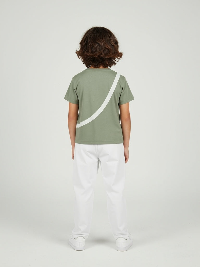 HOP Kids Boys Olive Fish Detailed Cotton T-Shirt