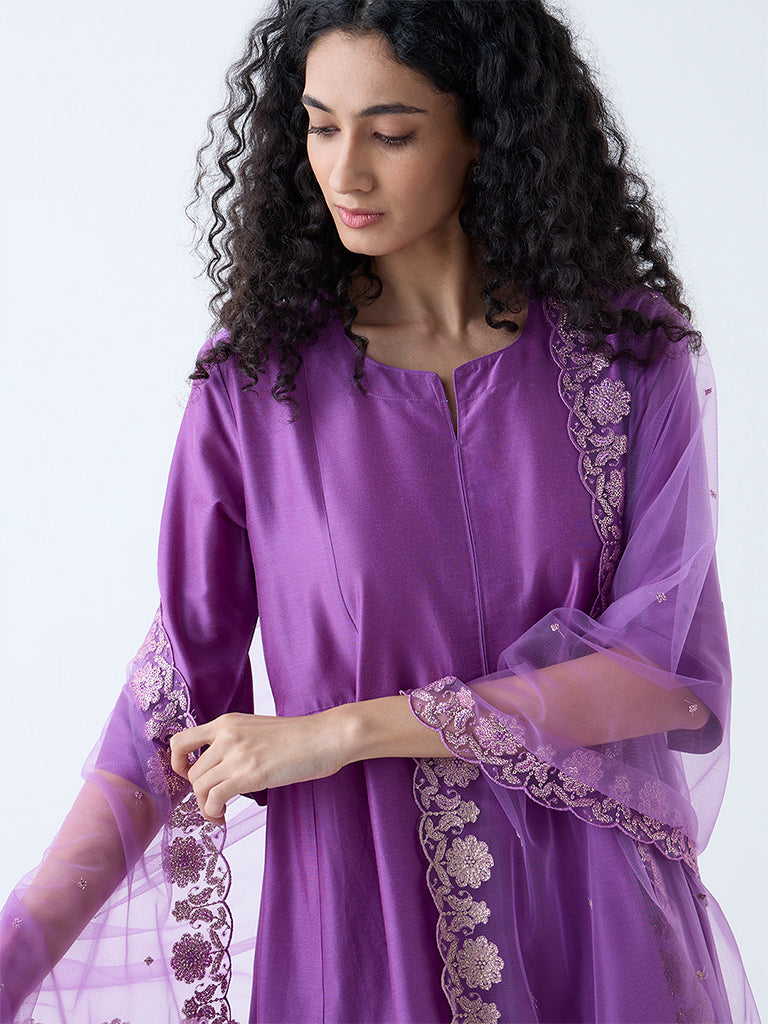Vark Purple Anarkali Ethnic Set