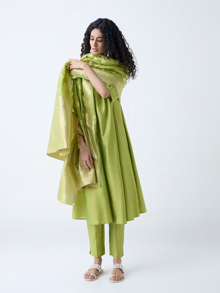 Vark Lime Anarkali Ethnic Set