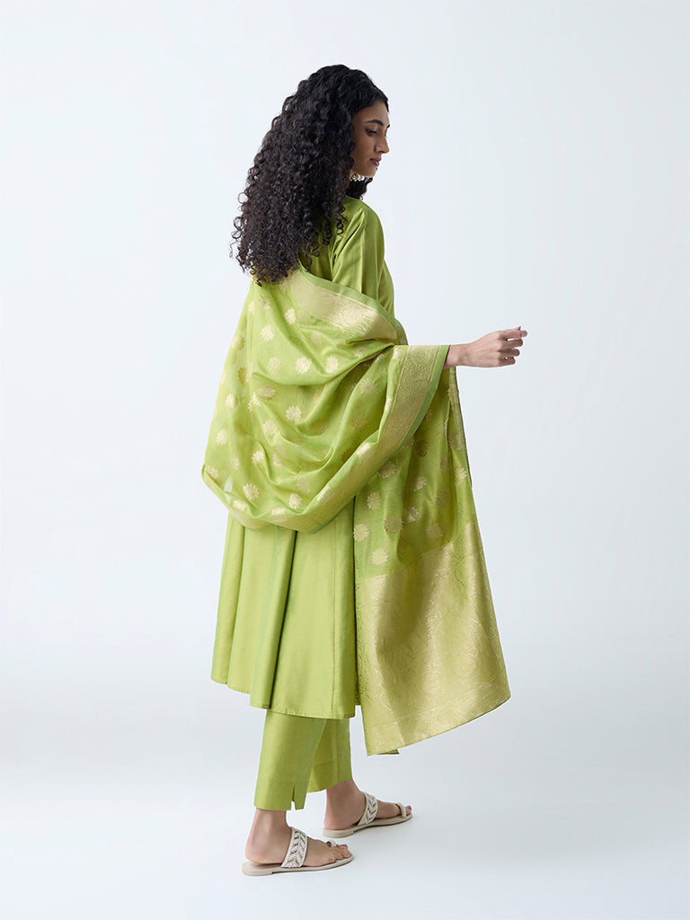 Vark Lime Anarkali Ethnic Set