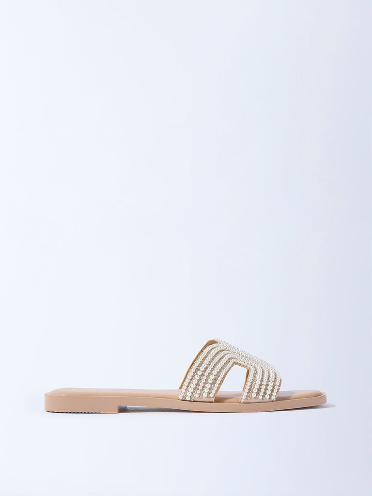 LUNA BLU Ivory Pearlescent Slides