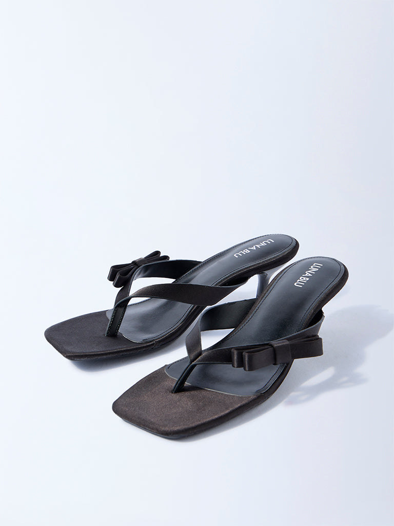 LUNA BLU Black Bow-Detailed Sandals