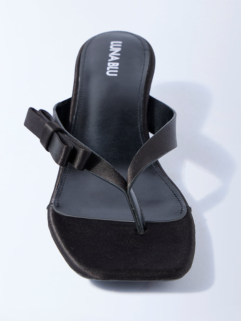 LUNA BLU Black Bow-Detailed Sandals