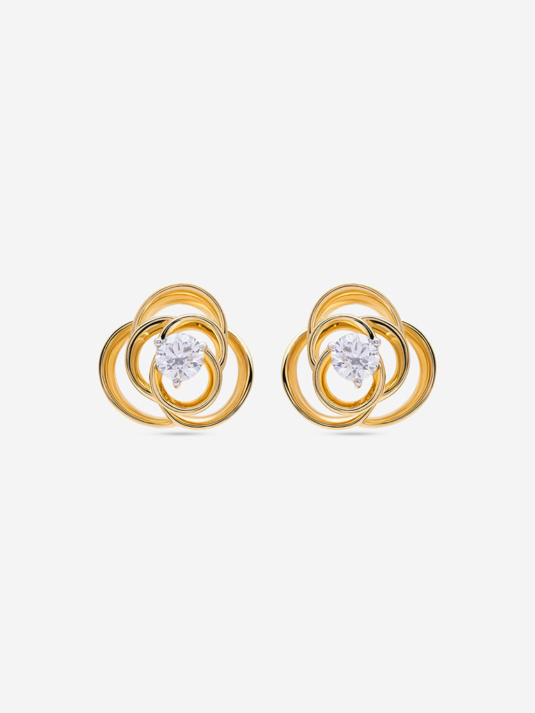 Gold Rosette Lab Diamond Stud Earrings