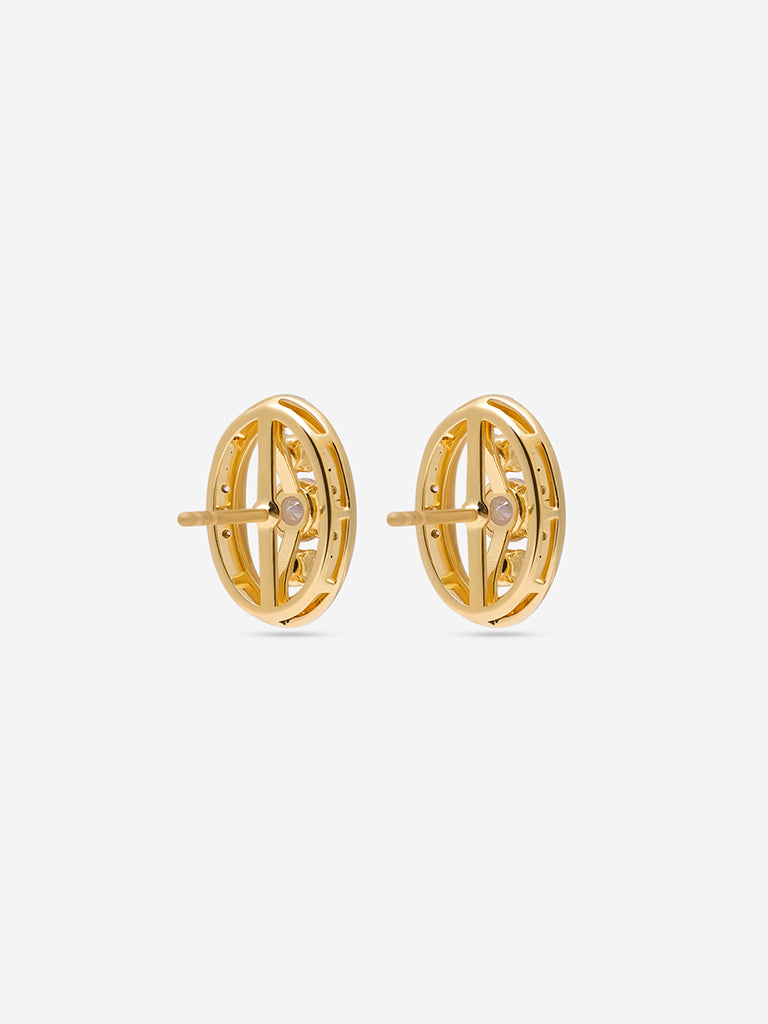 Gold Cluster Gold Plated Lab Diamond Stud Earrings