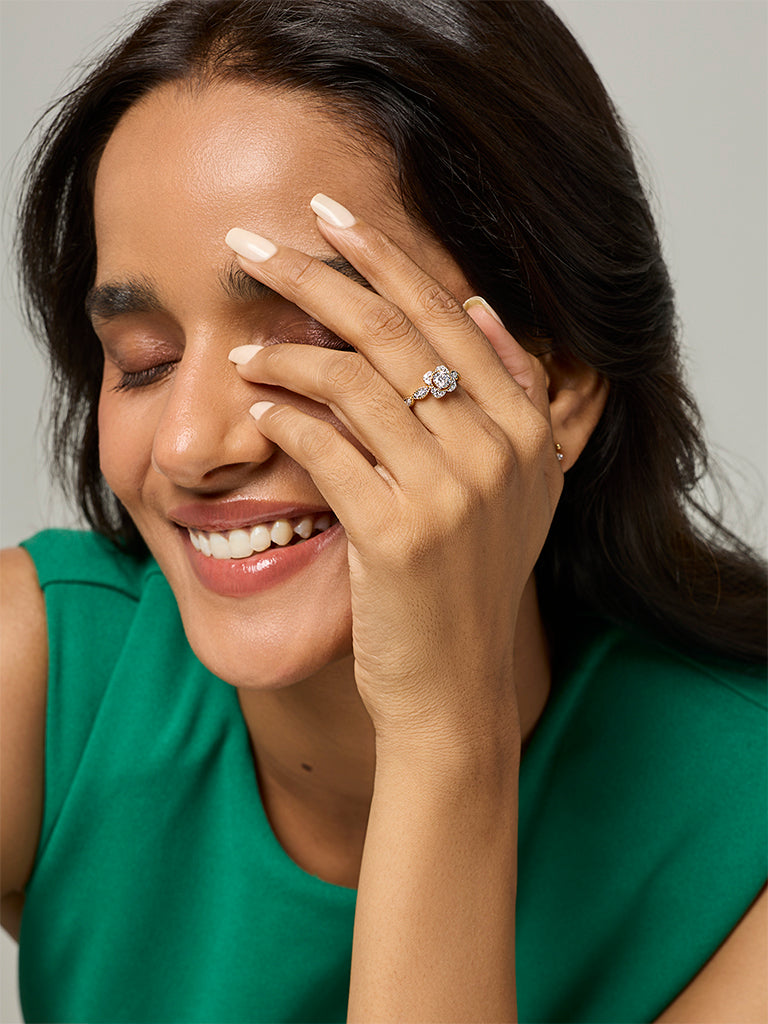 Solitaire Gold Plated Lab Diamond Ring