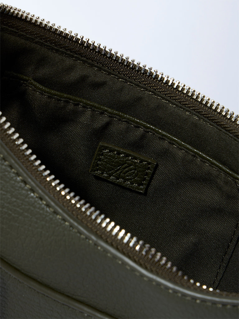 Westside Olive Textured Saddle Bag