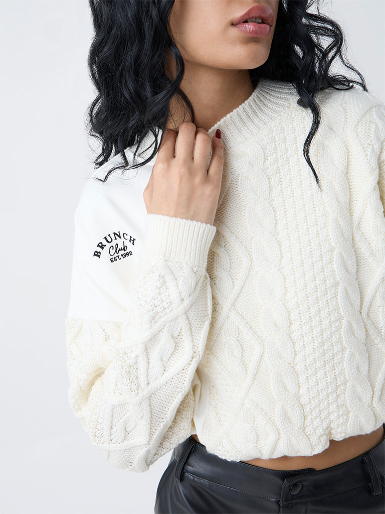 Nuon Off-White Colour-Blocked Sweater