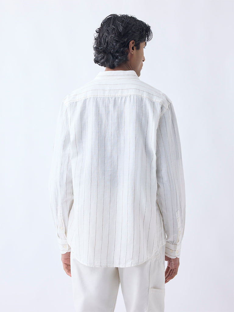 WES Casuals Off-White Relaxed-Fit Cotton-Blend Shirt