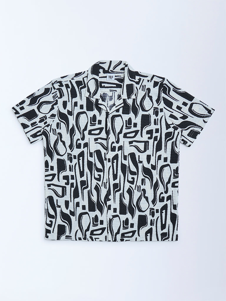 Y&F Kids Black Abstract Pattern Resort-Fit Shirt