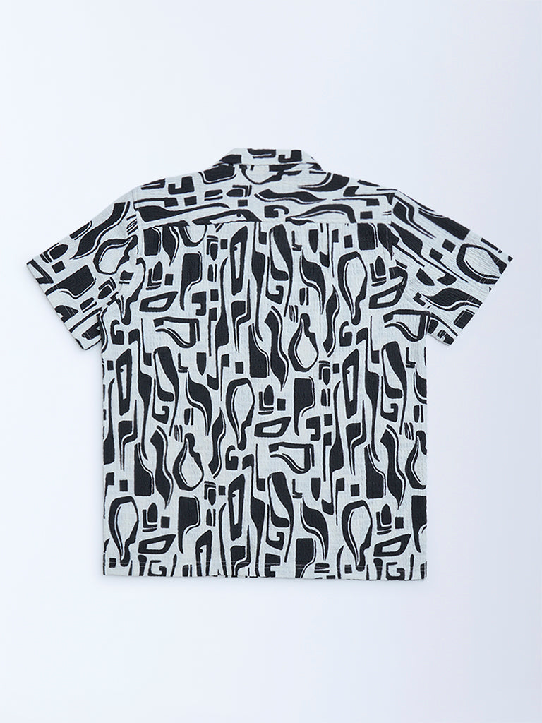 Y&F Kids Black Abstract Pattern Resort-Fit Shirt