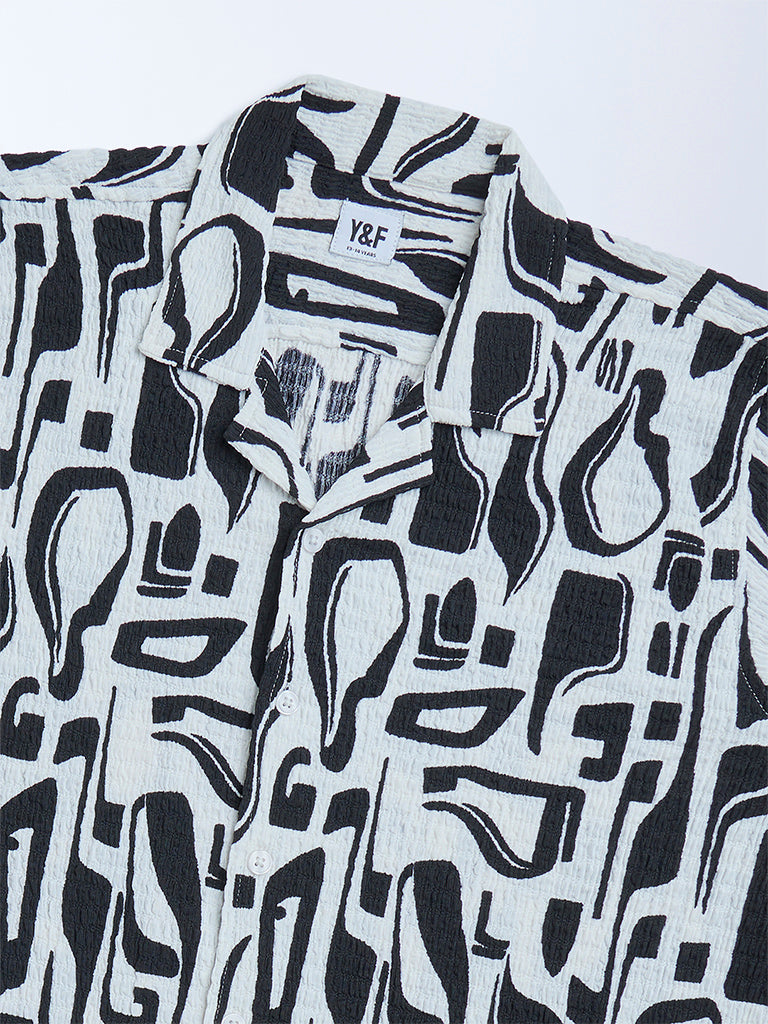 Y&F Kids Black Abstract Pattern Resort-Fit Shirt