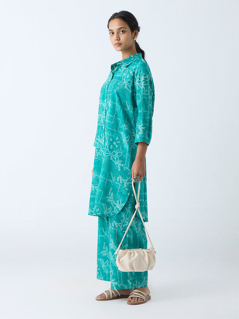 Utsa Aqua Bandhani Design Straight Kurta