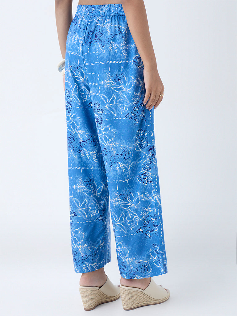 Buy Utsa Blue Bandhani Pattern Palazzos from Westside