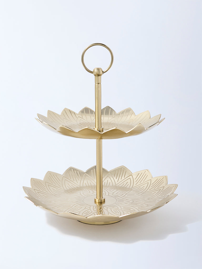 Buy Westside Home Gold Laser-Etched Two-Tier Cake Stand from Westside