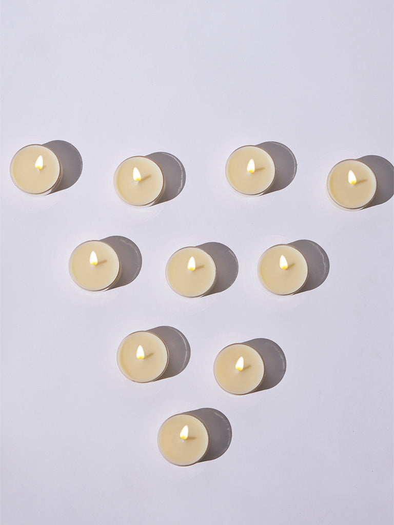Westside Home Celebrate Ivory Tealights (Set of 10) - Festive Season Gift