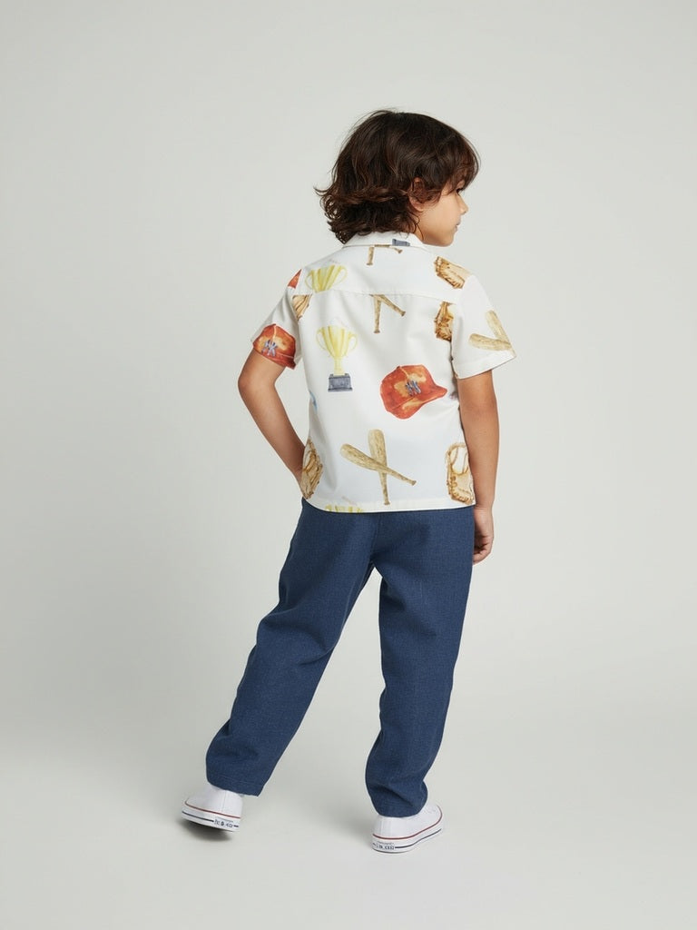 HOP Kids Boys Kids Boys White Printed Shirt