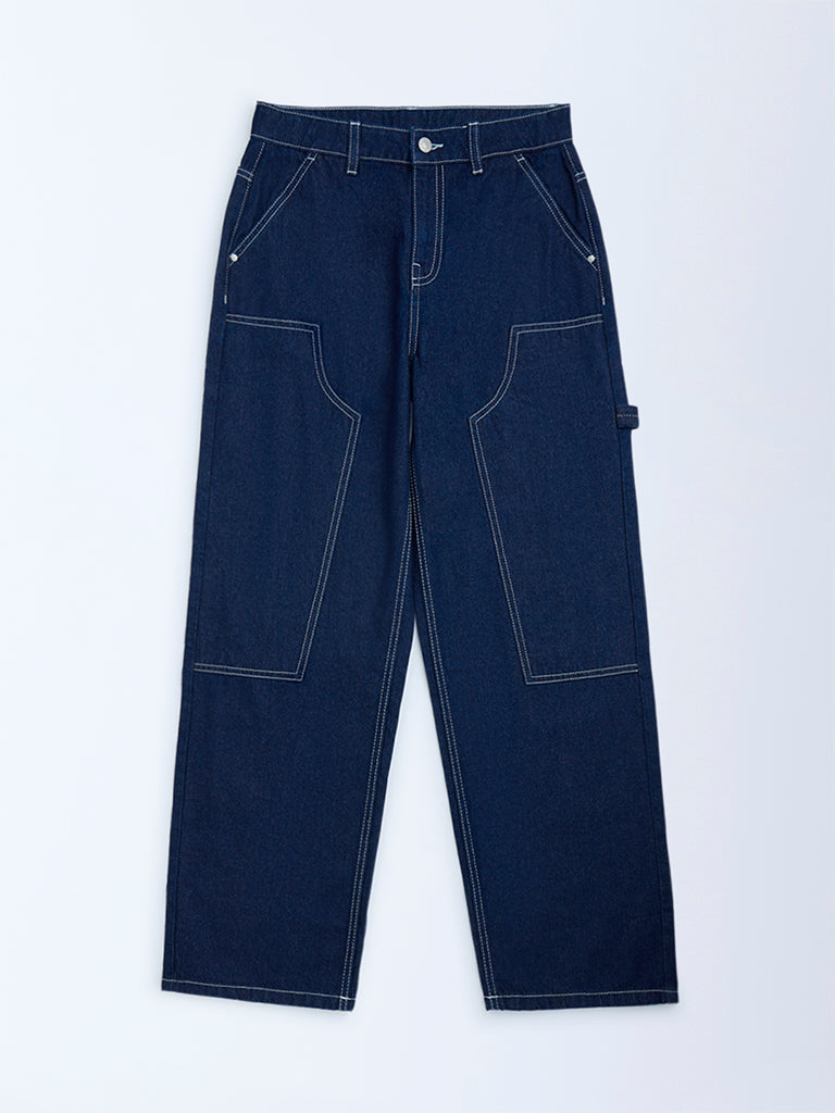 Y&F Kids Indigo Relaxed-Fit Mid-Rise Jeans