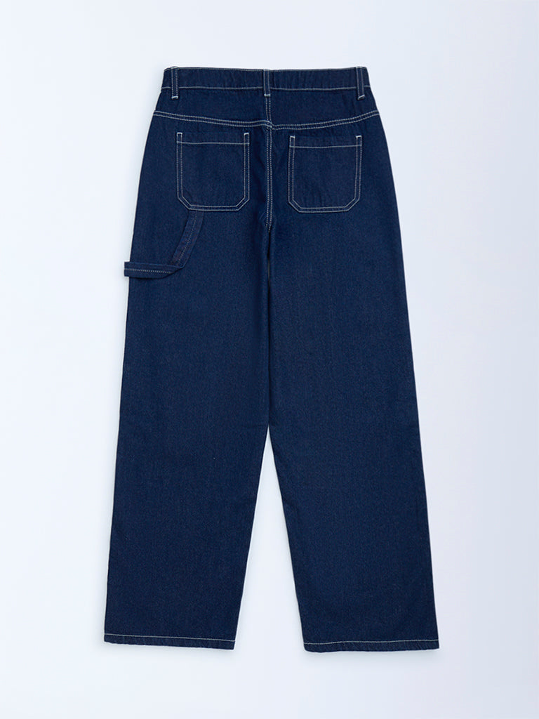 Y&F Kids Indigo Relaxed-Fit Mid-Rise Jeans