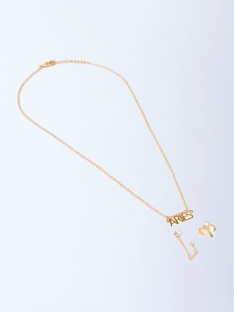 Westside Accessories Gold Aries Charm Necklace