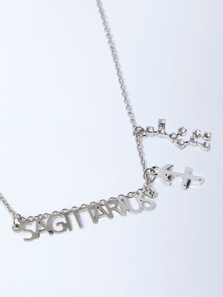 Buy Westside Accessories Silver Sagittarius Charm Necklace from