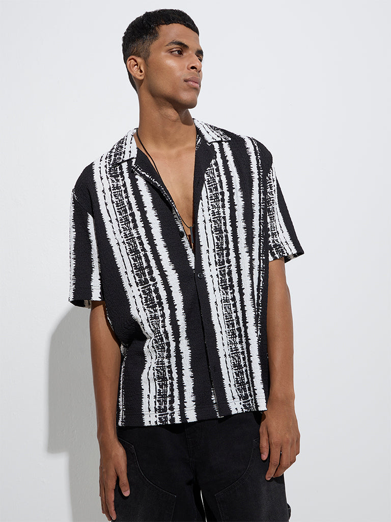 Westside Nuon Men's Off-White Tie-Dye Design Relaxed-Fit Shirt for Casual Wear Front View