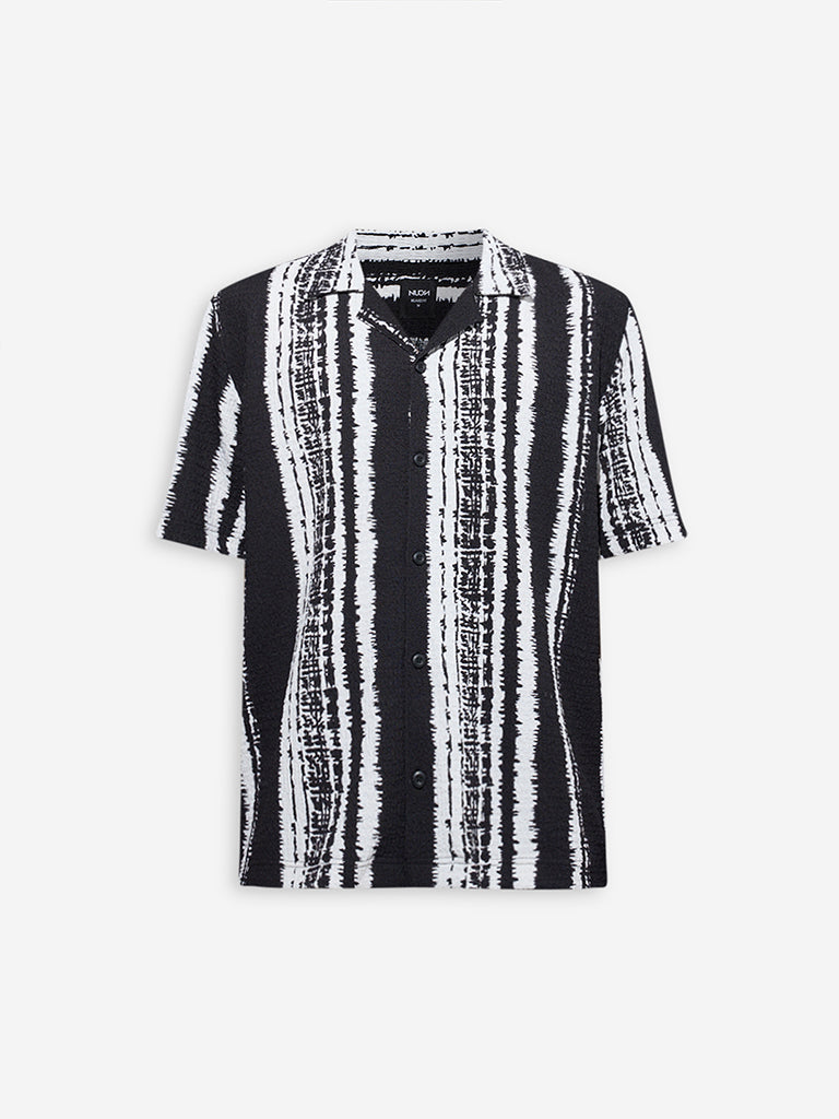 Westside Nuon Men's Off-White Tie-Dye Design Relaxed-Fit Shirt for Casual Wear Flatly